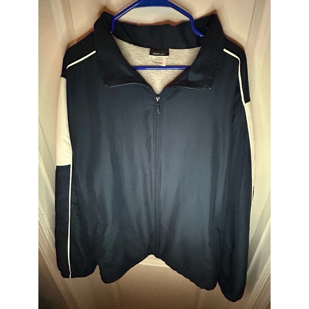 Vintage Y2k Reebok Insulated Full Zip Navy Blue‎ Windbreaker Jacket Sz Mens XL